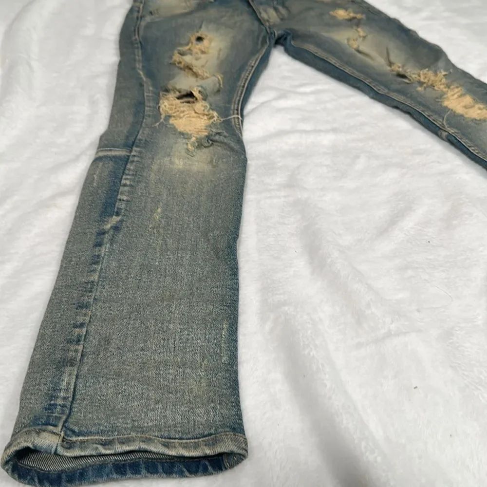KDNK 11 4 14 11 Distressed Washed Dirty Design Men’s Blue Jeans! Size30 - Picture 2 of 7